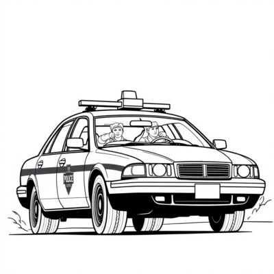 Coloring Book: Car – Police Car on a Mission