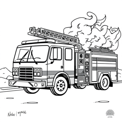 Coloring Book: Fire Truck – The Fire Truck Extinguishes the Fire