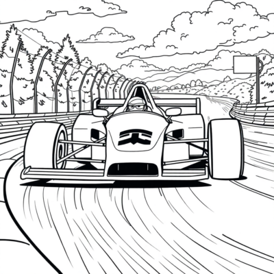 Coloring Book: Car – Racing Car on the Track