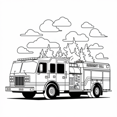 Coloring Book: Fire Truck on Alert