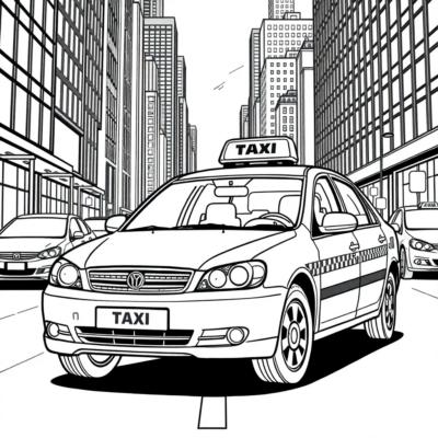 Coloring Book: Car – Taxi in the Big City