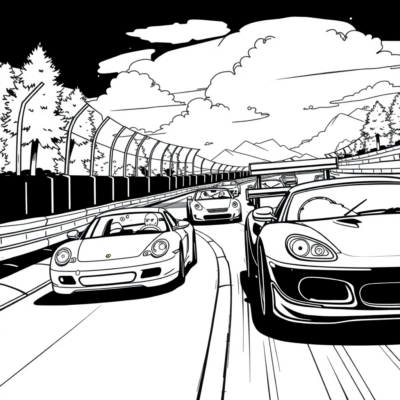 Coloring Book: Car – Racing on the Track with Cars