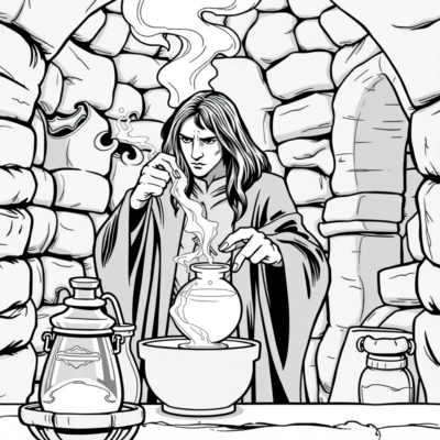 Coloring Book: Snape Brews a Potion in the Dungeons