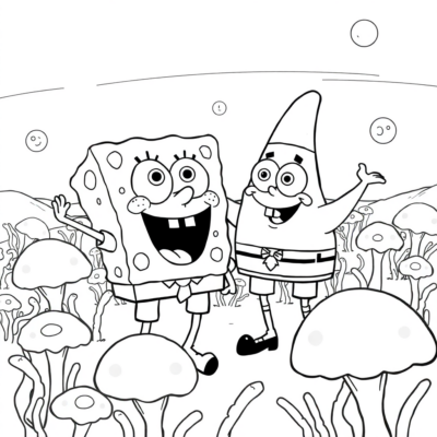 Coloring Book: SpongeBob – SpongeBob and Patrick in Jellyfish Fields