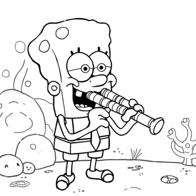Coloring Book: SpongeBob – Squidward Playing the Clarinet