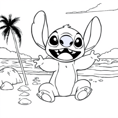 Coloring Book: Stitch Causes a Ruckus at the Beach