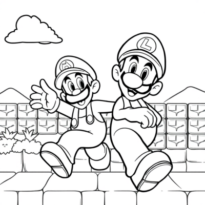 Coloring Book: Super Mario – Luigi Faces a Tough Level