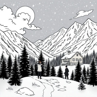 Coloring Book: Christmas – December Holidays in the Mountains