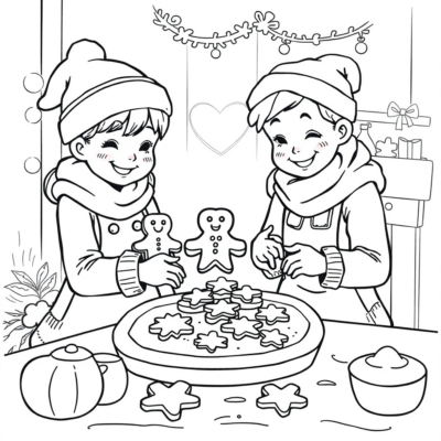Coloring Book: Christmas – Baking Gingerbread Together