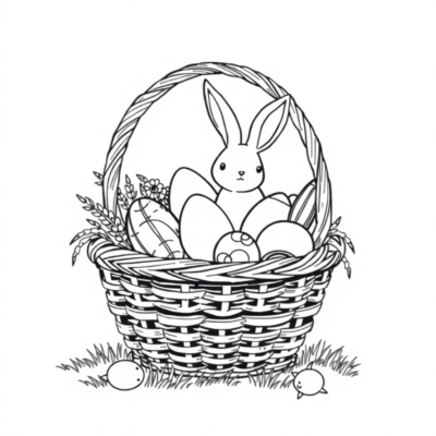 Coloring Book: Easter Basket with Traditional Dishes