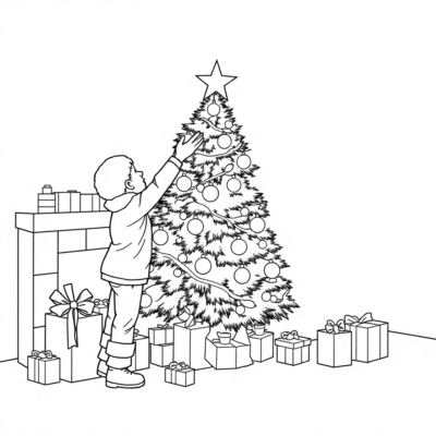 Coloring Book: Christmas – Decorating the Christmas Tree