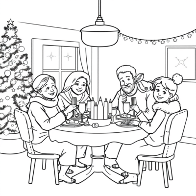Coloring Book: Holidays – Christmas Eve Dinner with Family