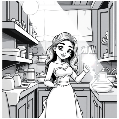 Coloring Book: Tiana in the Kitchen with Magical Light