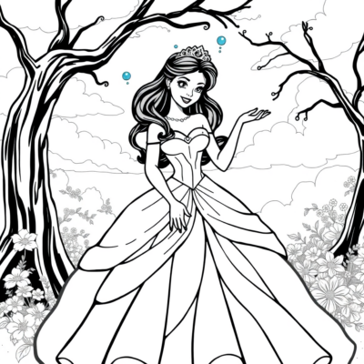 Coloring Book: Tiana in a Ball Gown