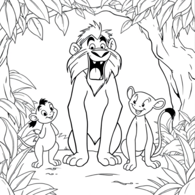 Coloring Book: Timon and Pumbaa in the Jungle