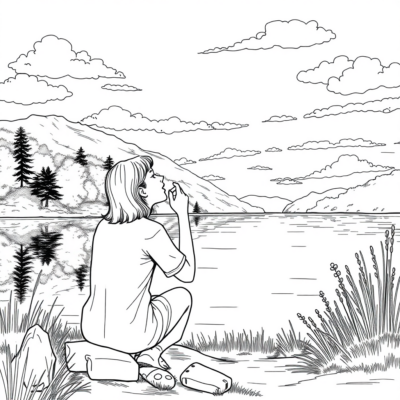 Coloring Book: Calmness – Deep Breath by the Lakeside