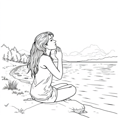 Coloring Book: Tranquility – Deep Breath by the Lakeside