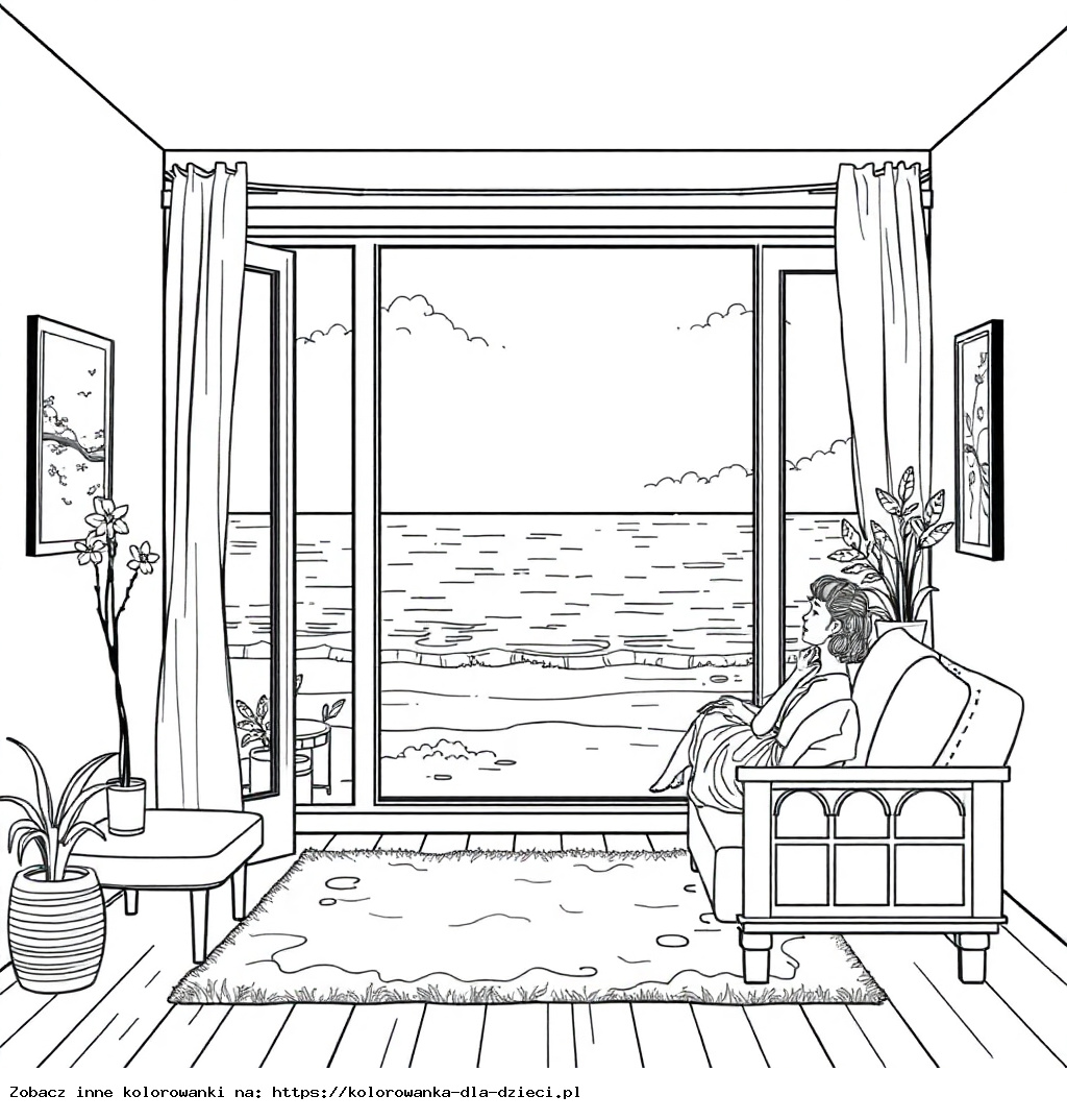 Coloring Book: Tranquility – Sighing in a Calm Room with a Sea View