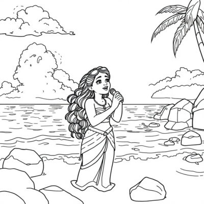 Coloring Book: Moana Sings on the Ocean’s Edge