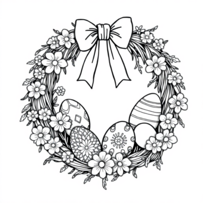 Coloring Book: Easter Garland of Easter Eggs