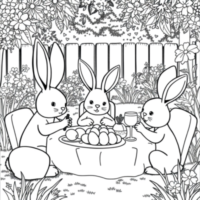 Coloring Book: Easter Breakfast in the Garden