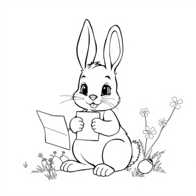 Coloring Book: Bunny with a Letter from the Easter Guest