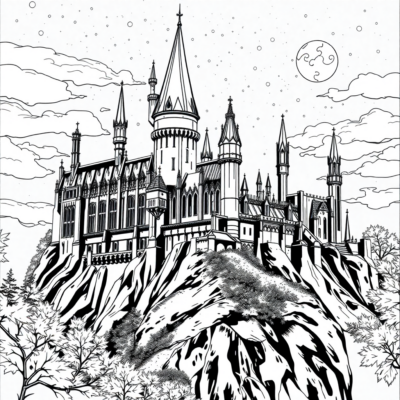 Coloring Book: Hogwarts Castle at Night