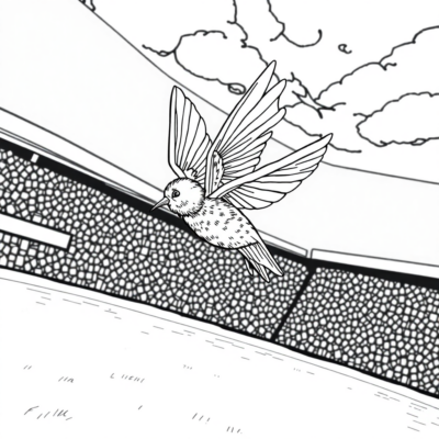 Coloring Book: Golden Snitch in Flight over the Pitch