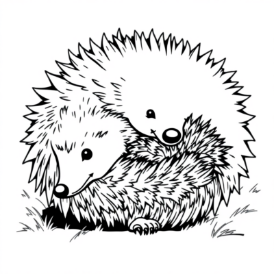 Coloring Book: Little Animals – The Hedgehog Rolls into a Ball