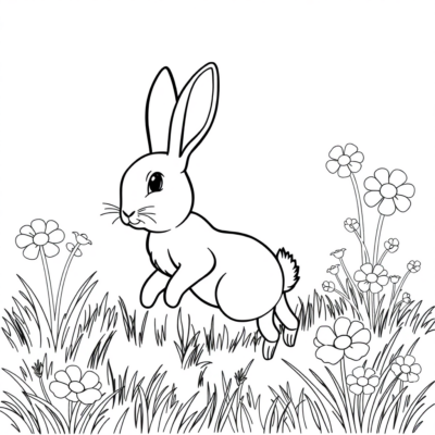 Coloring Book: Little Bunny Jumps in the Meadow