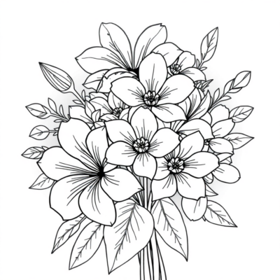 Flower Bouquet Coloring Book