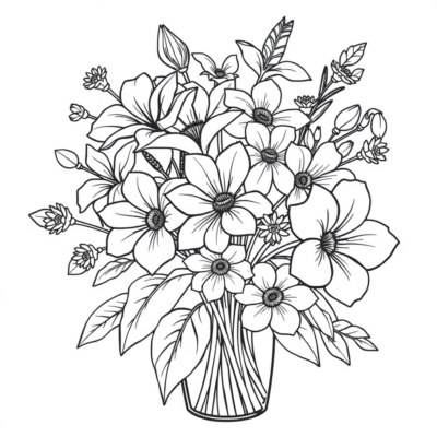 Coloring Book: Flower Bouquet Coloring Book for Kids