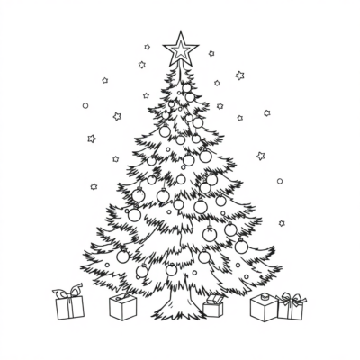 Coloring Book: Christmas Tree Coloring Book