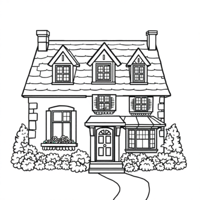 Printable Coloring Book of a Little House