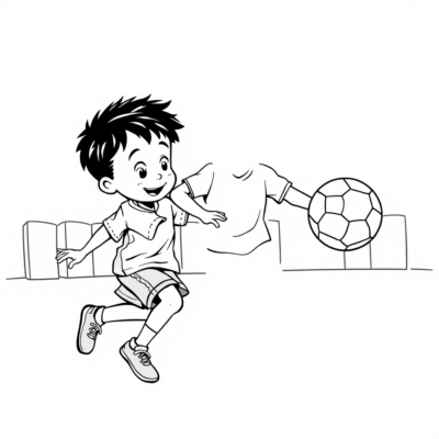 Coloring Book: Children Playing Soccer