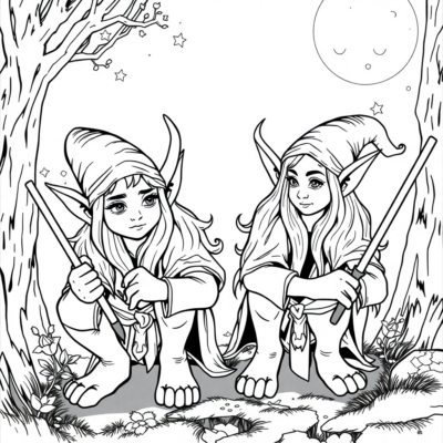 Elves Coloring Book