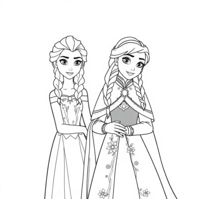 Frozen Sisters: Elsa & Anna Coloring Fun