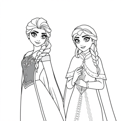 Elsa and Anna Coloring Pages