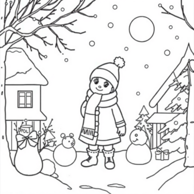 Coloring Book: Winter Break Coloring Pages for Kids