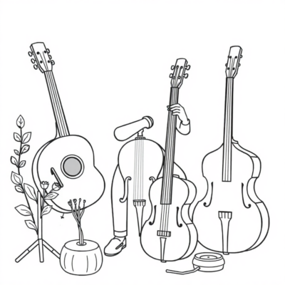 Coloring Book: Musical Instruments Coloring Book for Kids