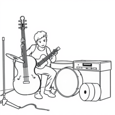 Musical Instruments Kids Coloring Fun Book
