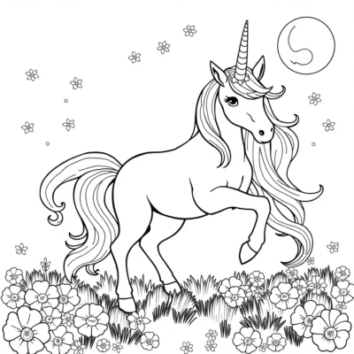 Unicorn Coloring Page for Print