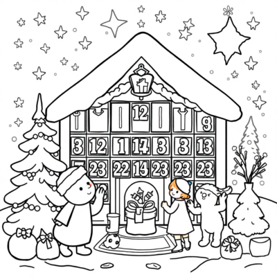 Coloring Book: Advent Calendar for Kids
