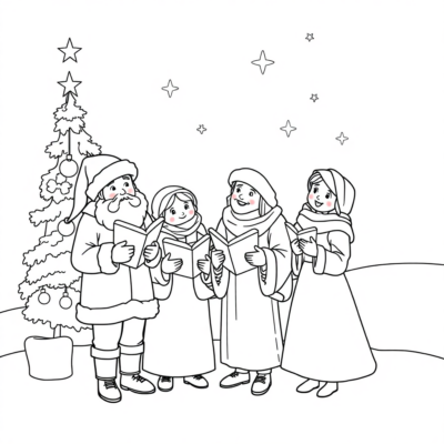 Coloring Book: Carolers Coloring Book for Kids