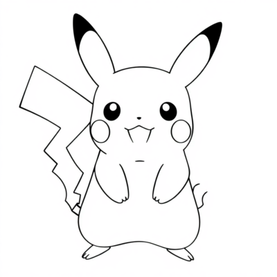 Print-Out Coloring Page of Pikachu
