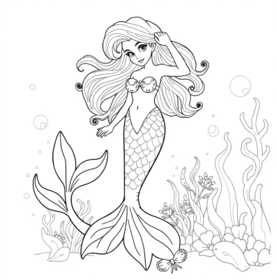 Printable Coloring Book Mermaid