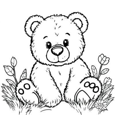 Cute Bear Coloring Sheet for Printing