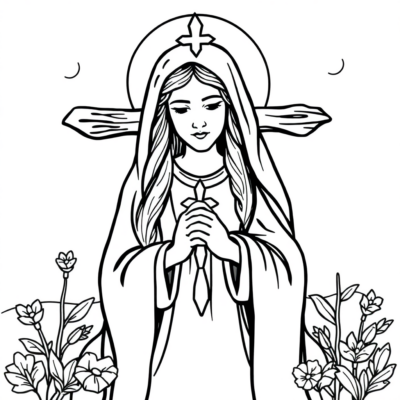Coloring Book: Rosary Coloring Page for Kids