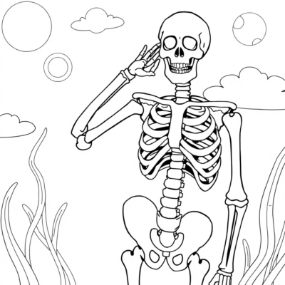 Coloring Book: Human Skeleton Coloring Page for Kids to Print