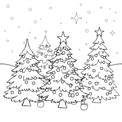 Coloring Book: Christmas Trees Coloring Pages for Kids